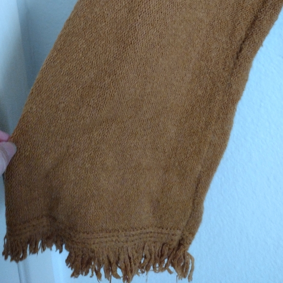 Anthropologie fringe wool alpaca blend sweater Maize orange brown size medium - Picture 8 of 12